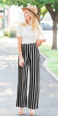 Striped High Waist Wide Leg Palazzo Pants